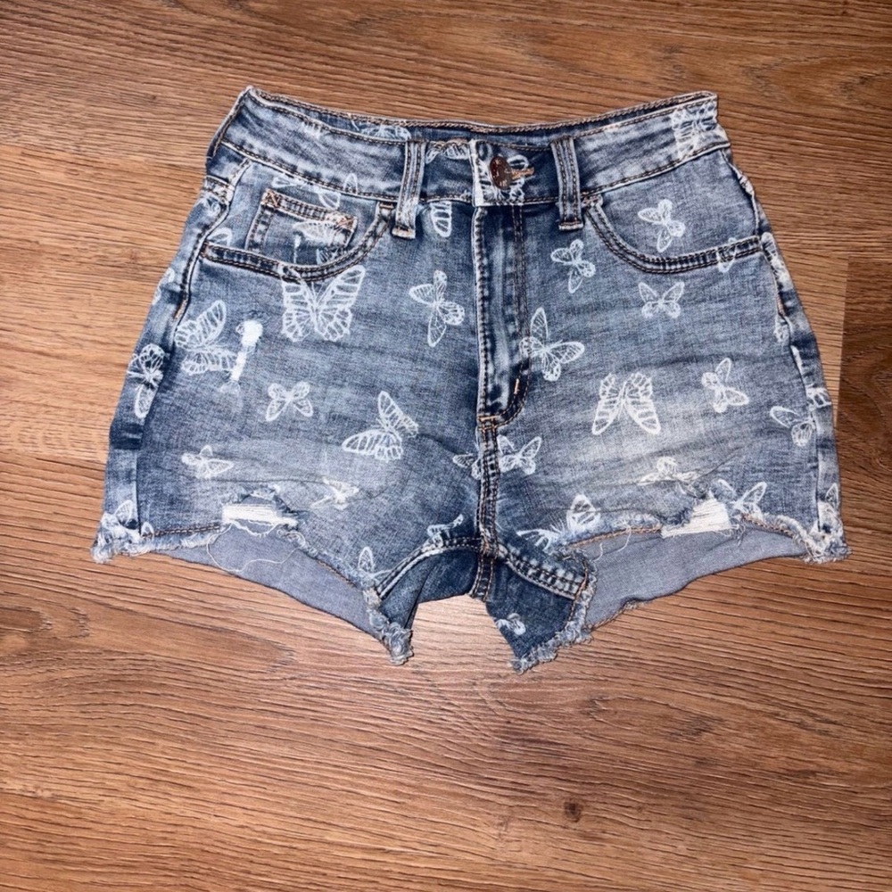 Justice Blue Butterfly Jean Shorts